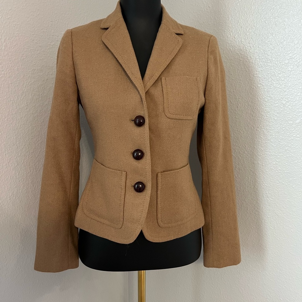 J. Crew Robert Noble wool Academy Blazer jacket Tan 0 XS